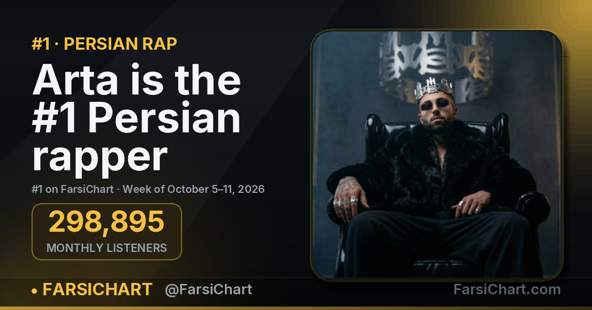 Arta is the #1 Persian rapper · Week of October 5–11, 2026 — Persian music chart · FarsiChart