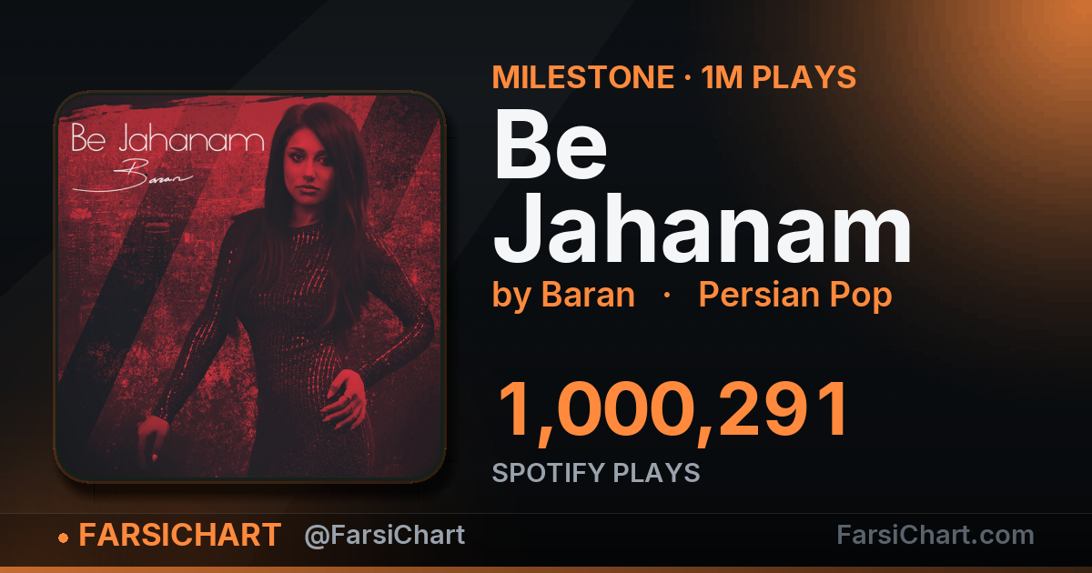 "Be Jahanam" passes 1,000,000 plays — Persian music chart · FarsiChart