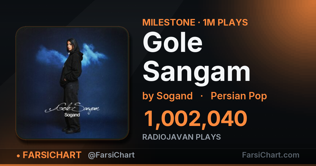 "Gole Sangam" passes 1,000,000 plays — Persian music chart · FarsiChart