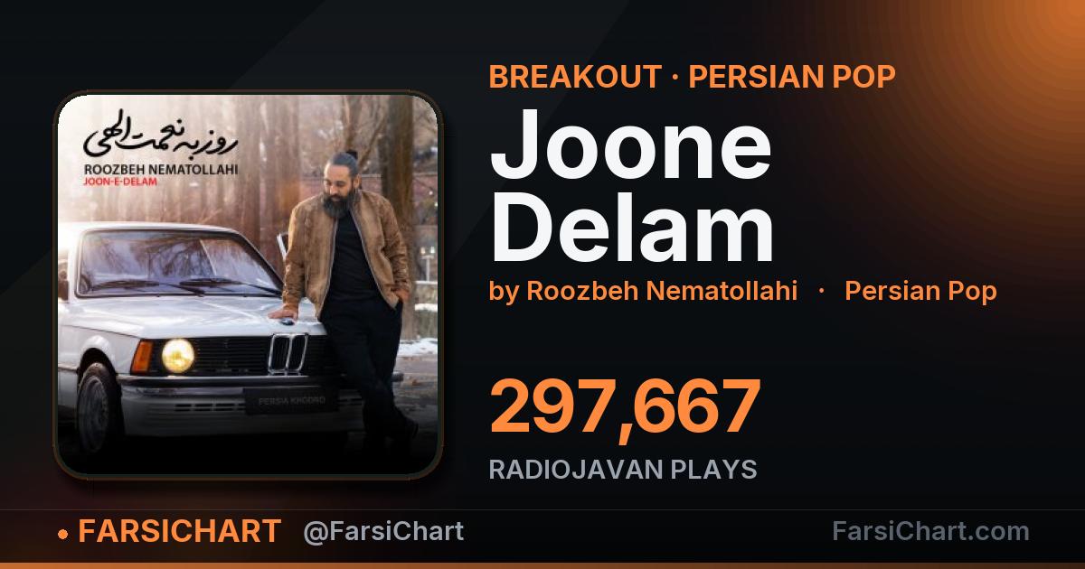 "Joone Delam" is breaking out "Joone Delam" is breaking out — Persian music chart · FarsiChart