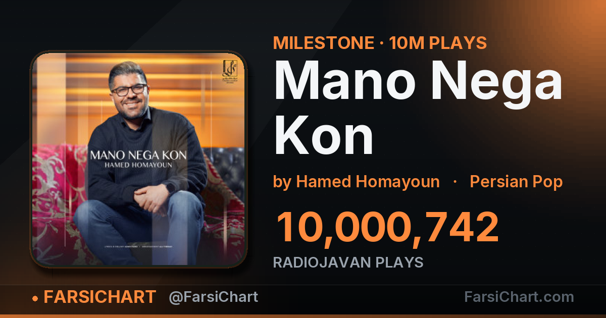 🏆 «Mano Nega Kon» از مرز ۱۰ میلیون پخش گذشت