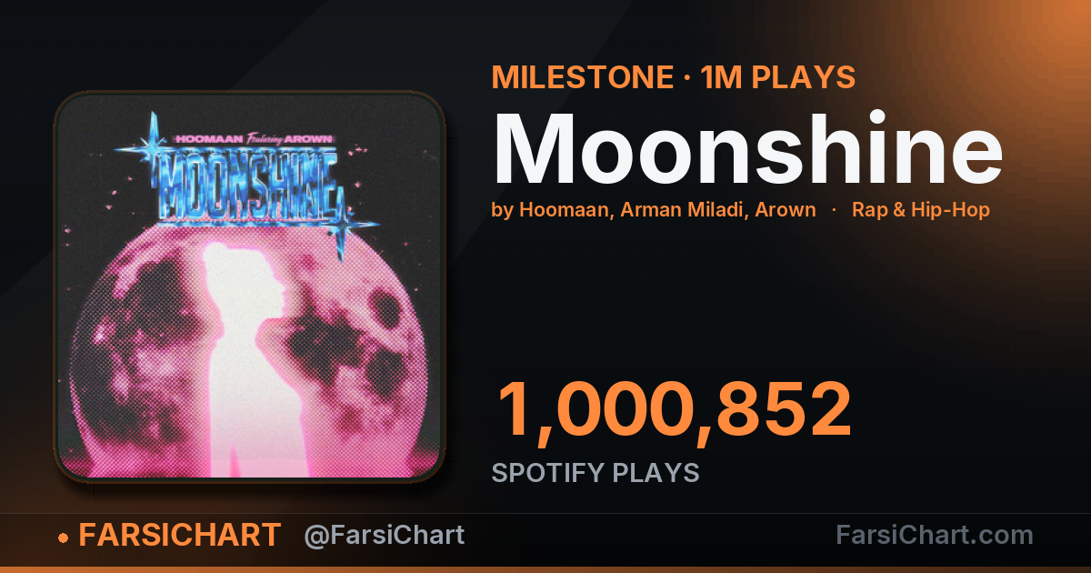 «Moonshine» از مرز ۱ میلیون پخش گذشت — چارت موسیقی ایران · فارسی‌چارت