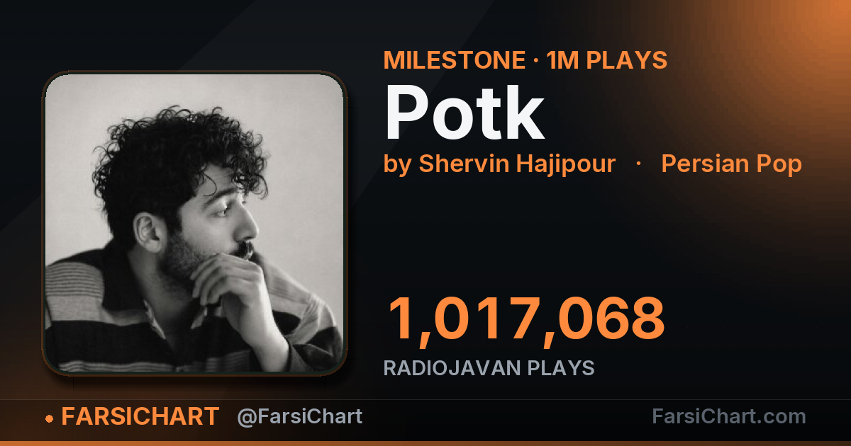 "Potk" passes 1,000,000 plays "Potk" passes 1,000,000 plays — Persian music chart · FarsiChart