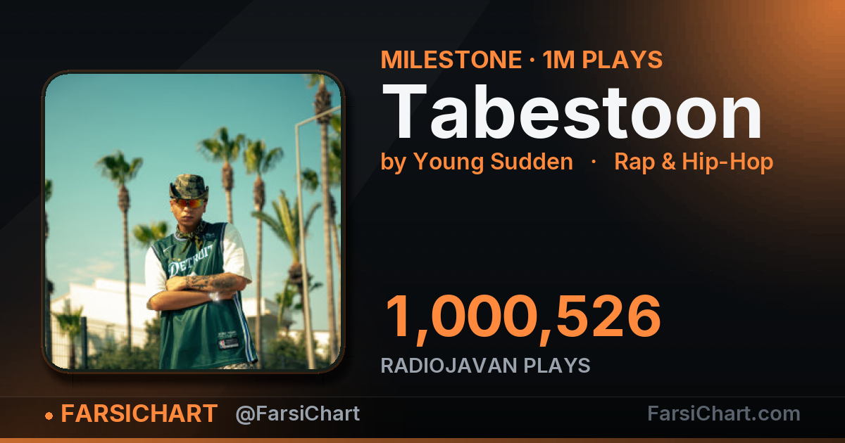 "Tabestoon" passes 1,000,000 plays — Persian music chart · FarsiChart