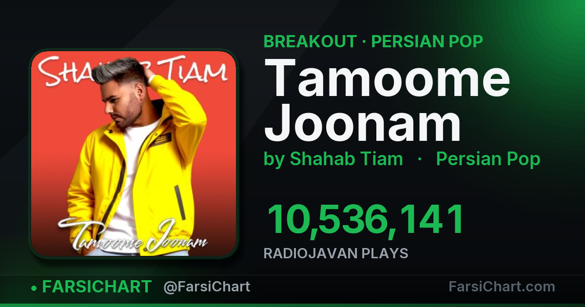 "Tamoome Joonam" is breaking out — Persian music chart · FarsiChart