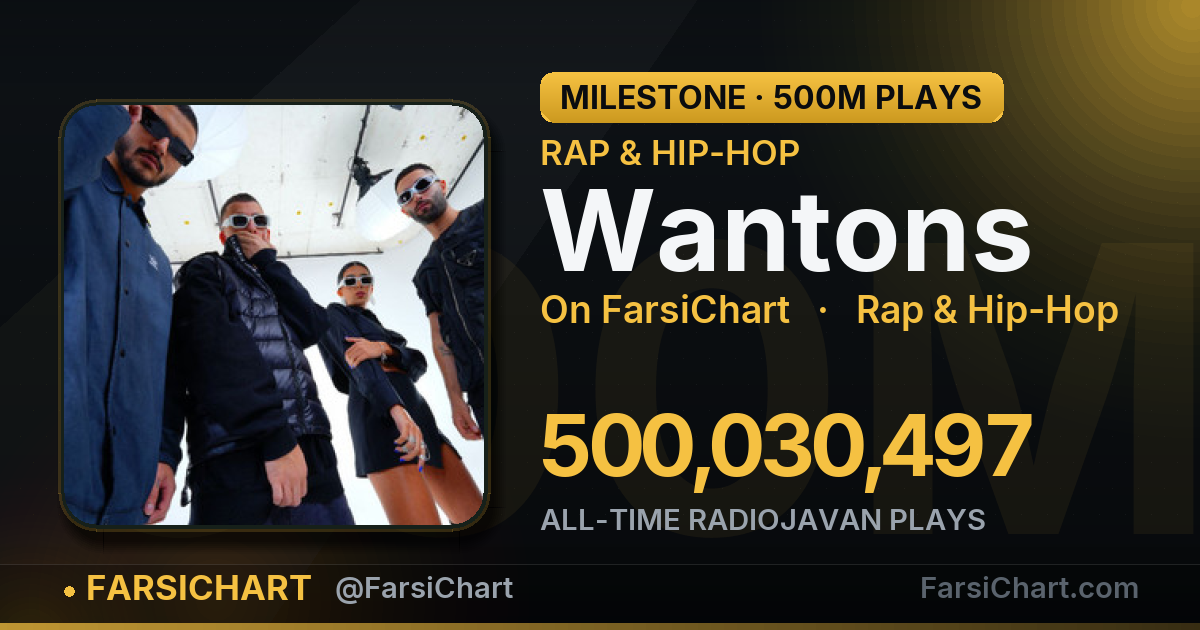 Wantons passes 500,000,000 all-time RadioJavan plays Wantons passes 500,000,000 all-time RadioJavan plays — Persian music chart · FarsiChart
